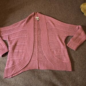 Chico's Size 1 Dusty Rose Ooen Fronr Knit Cardigan Snag On Right Arm